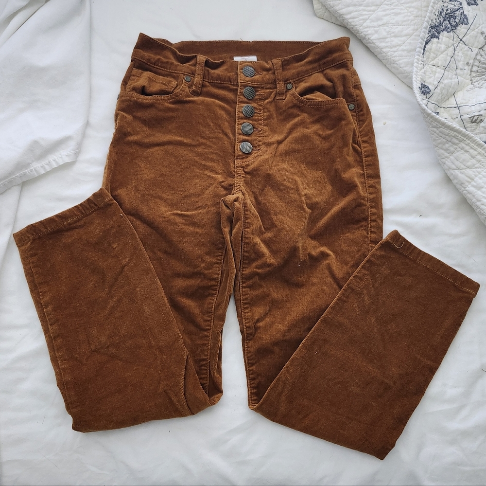 CAbi Burnt Orange Cropped Capri Corduroy Pants
